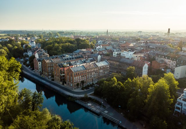 Stadt Fürth Vogelperspektive Fluss