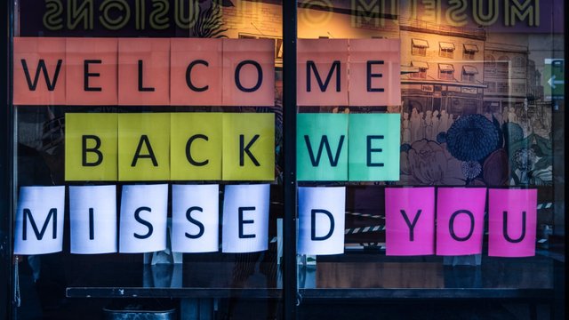 Welcome we missed you Schriftzug